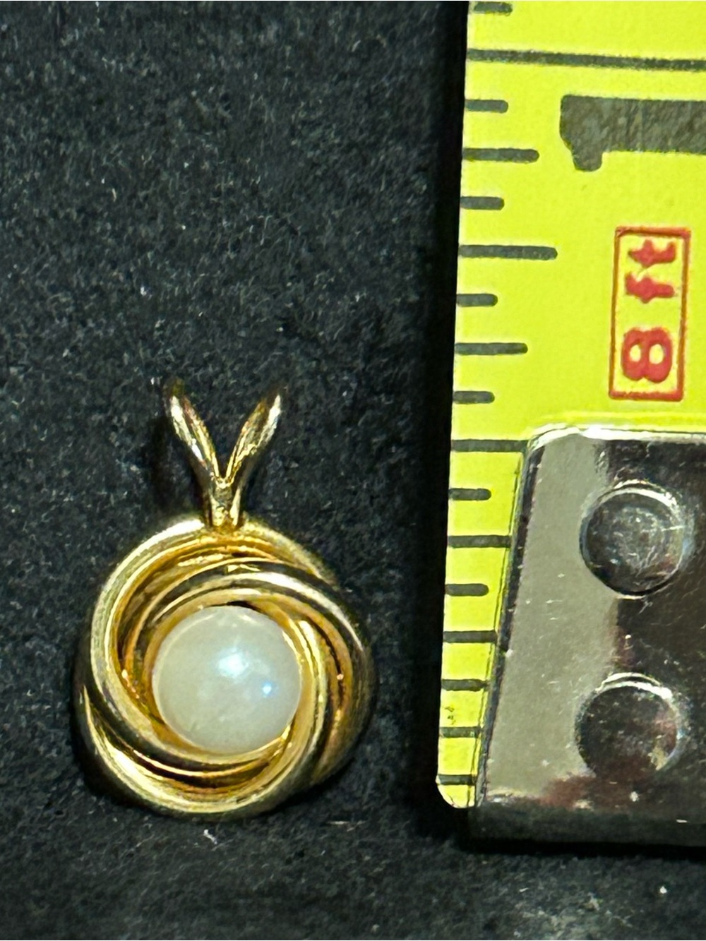 VTG 14k yellow gold genuine pearl love knot necklace pendant